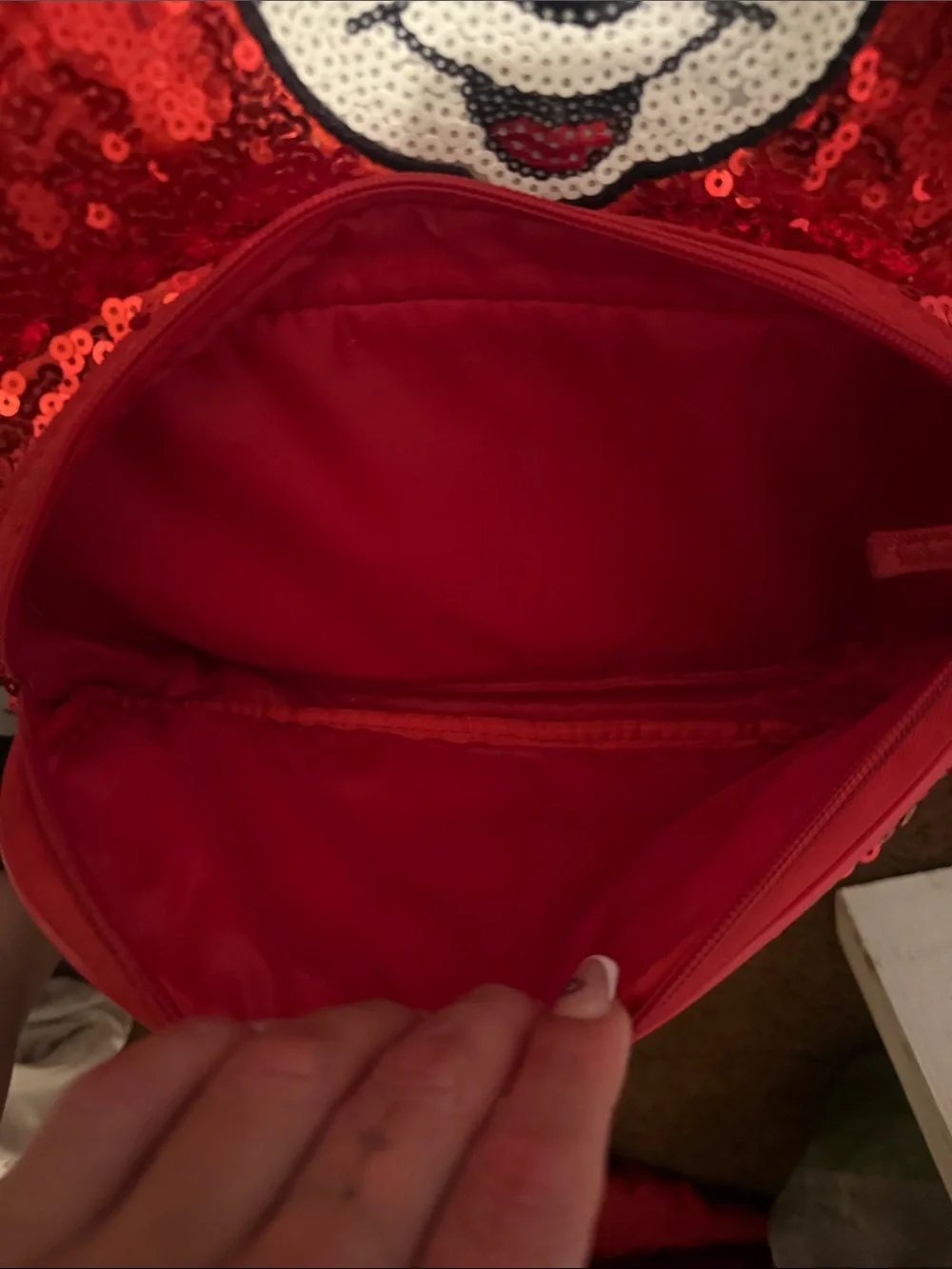 Disney Kids Sequin Backpack in Red with Minnie Face